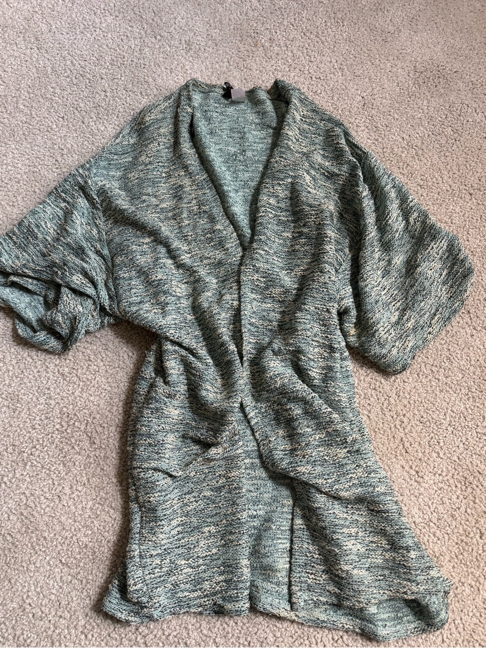H&M Heathered Green Open-Front Women's Cardigan knitted